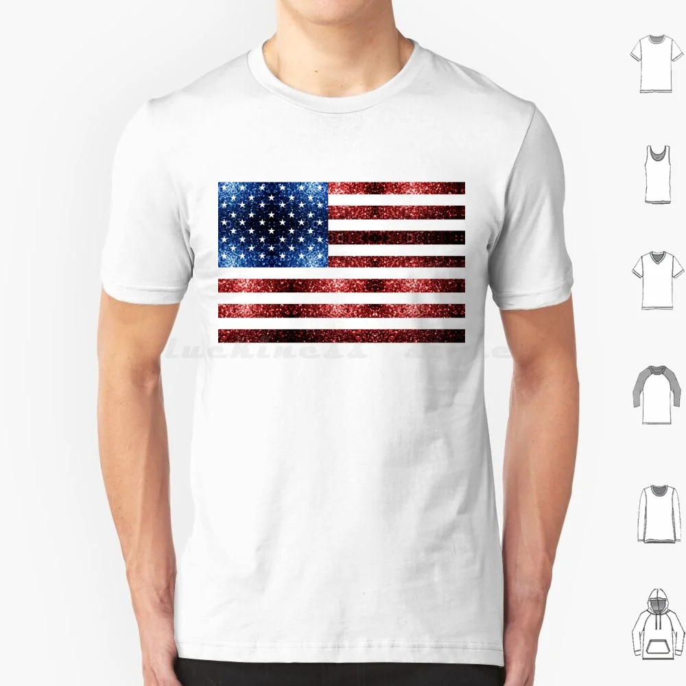 Usa Flag Red Blue Faux Sparkles Glitters T Shirt 6xl Cotton Cool Tee Usa Flag Sparkles Sparkle American Flag Red White And Blue
