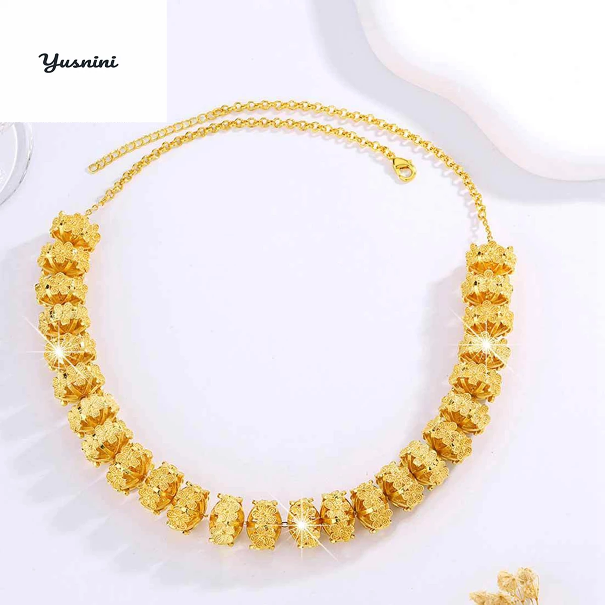 Модное французско-американское 24-каратное позолоченное ожерелье и серьги на заказ, комплект ювелирных изделий для свадебных и рождественских подарков для влюбленныхD10946