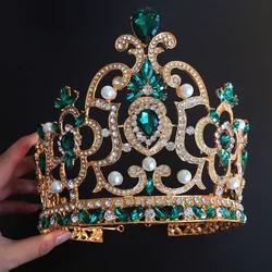 Customization Red Pearl Crown Rhinestones Wedding Bridal Beauty Pageant Queen Tiaras Crystal Crowns