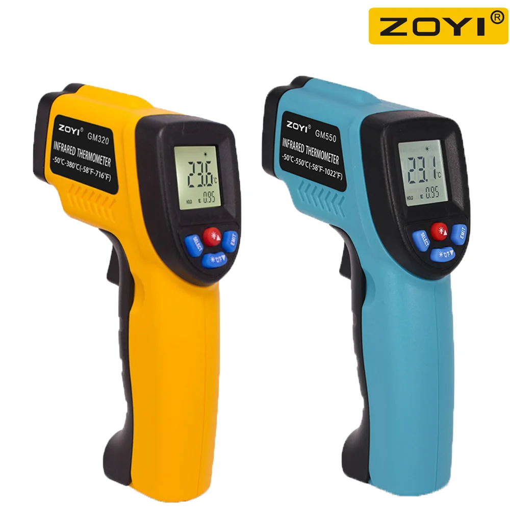 Digital Infrared Thermometer Laser Temperature Meter Non-contact Pyrometer Imager Hygrometer IR Termometro LCD Light Alarm