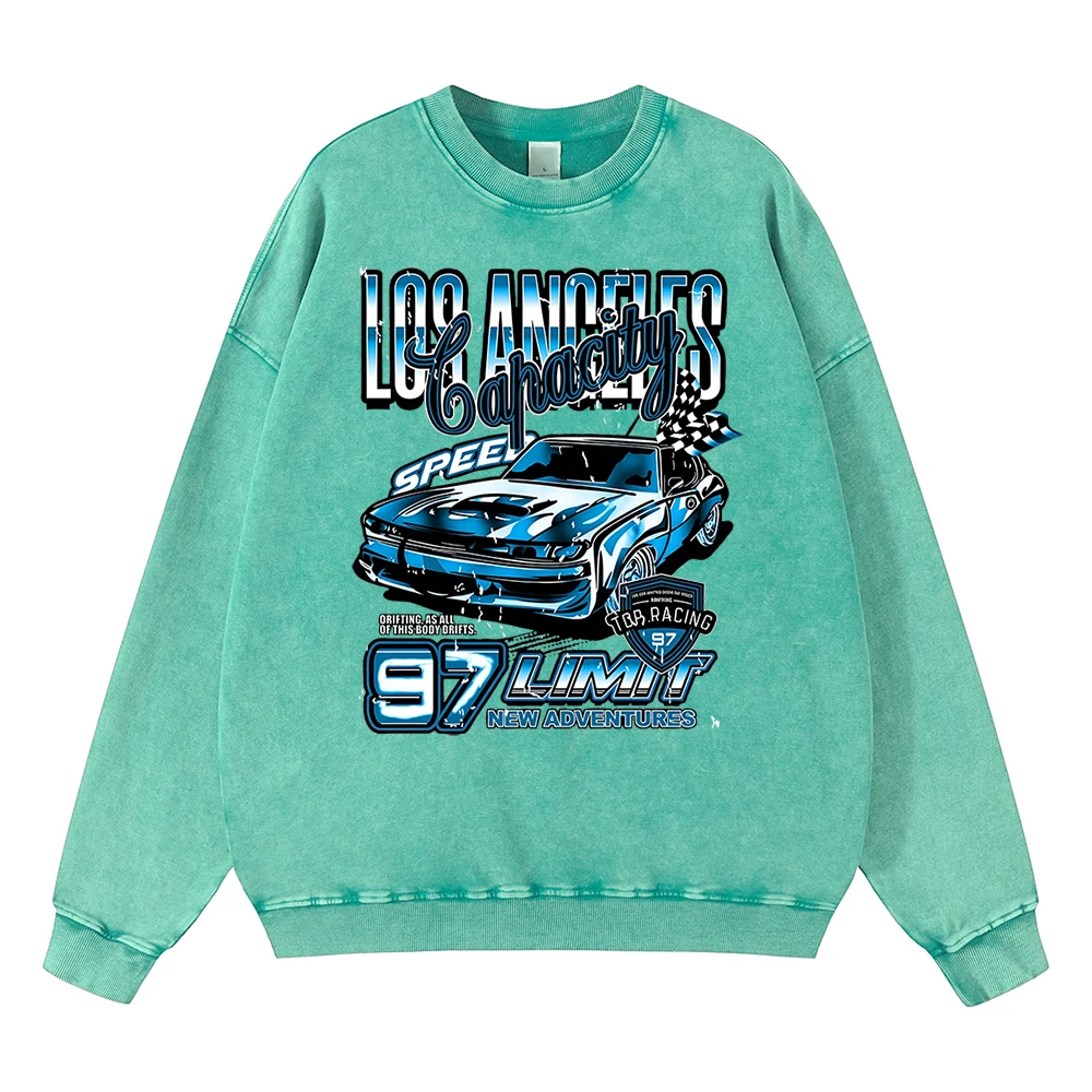 

Vintage Distressed Washing Los Angeles Extreme Racing Sport Men Sweatshirt Cotton Sweatshirt Hoodie Hip Hop Loose Oversize Hoody