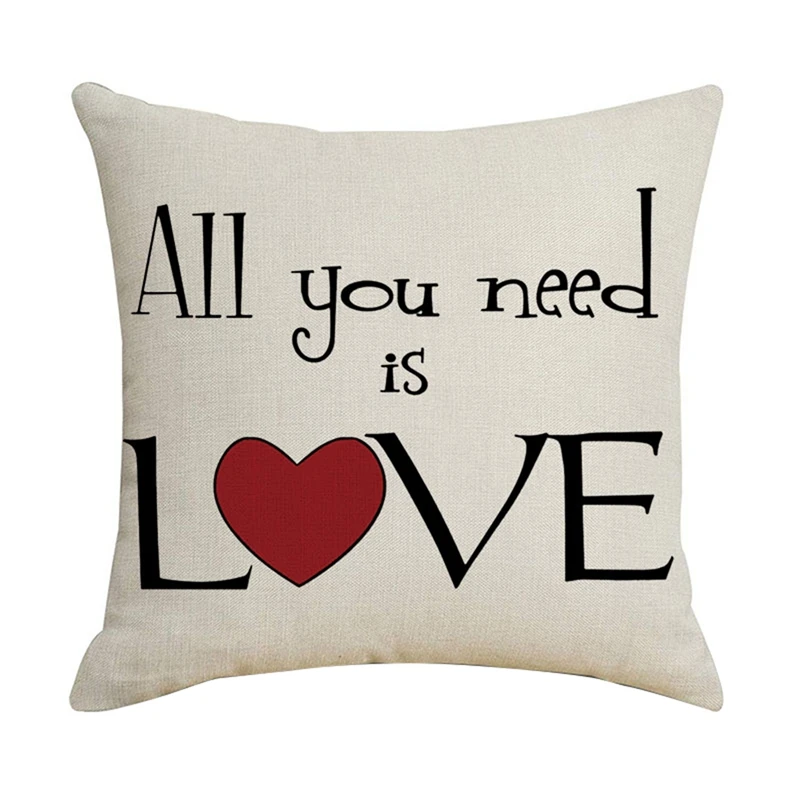 

Valentine's Day Pillowcase Linen LOVE Romantic Wedding Decor Home Pillow Cases Cushion Cover For Sofa Car Gift 45X45cm