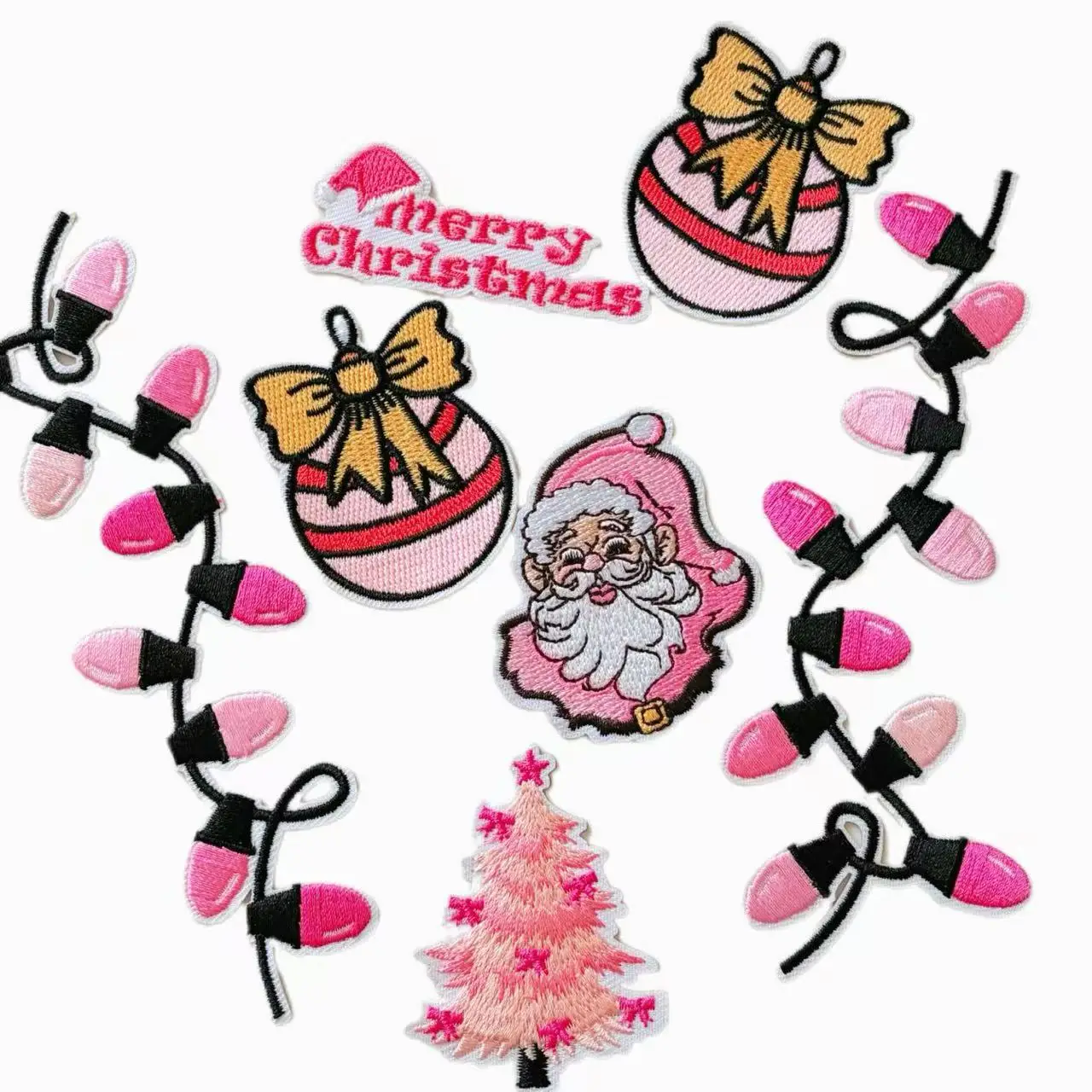 

Y2K Pink Christmas Iron On Patches,Twinkling Lights,Bows,Santa,Tree,Bell Design, Festive Clothing DIY Accessories