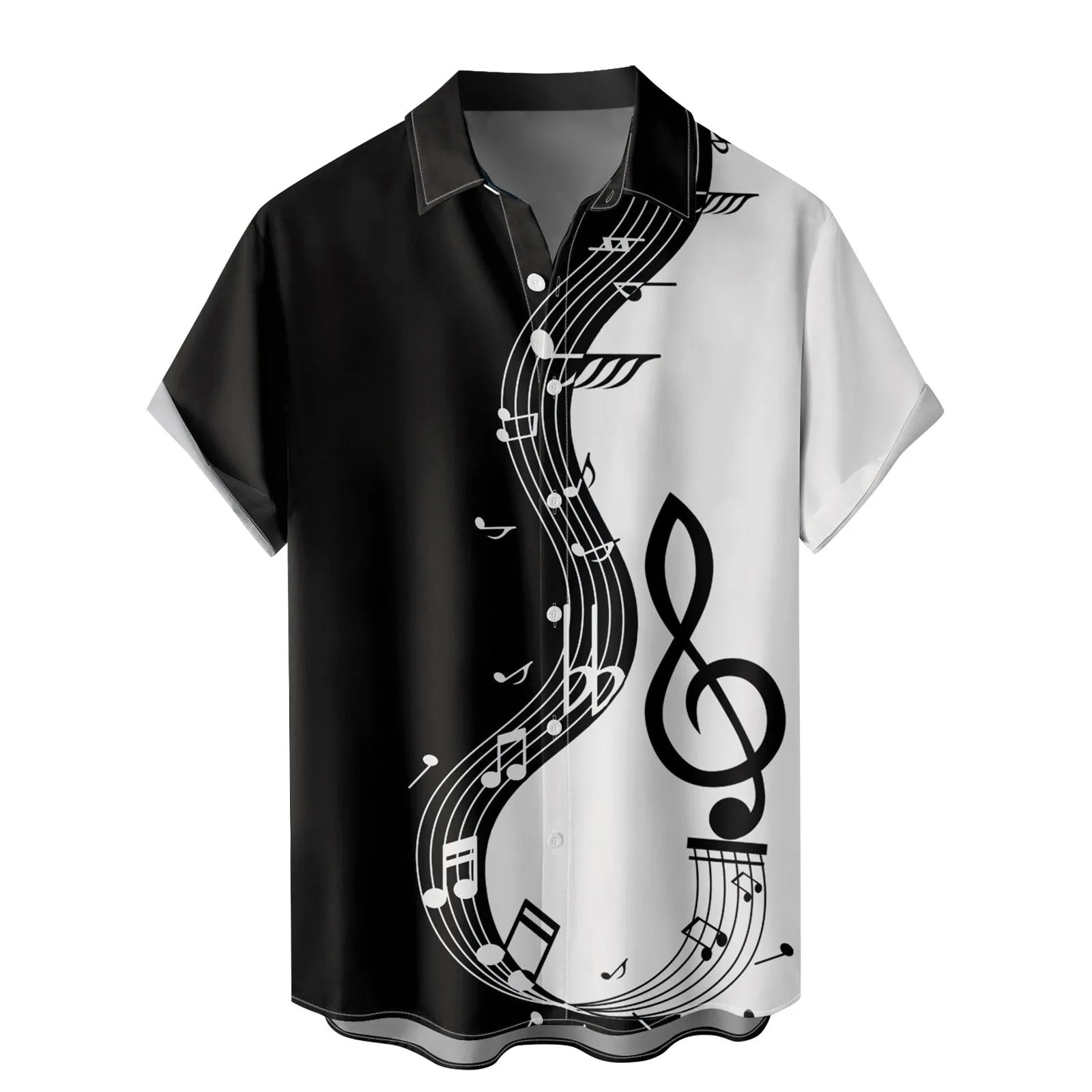 Hawaii Sommer Kleidung Muster Street Fashion Notizen kurze Designer gedruckt Ärmel Hemd Musik Shirt Outdoor Herren Druck