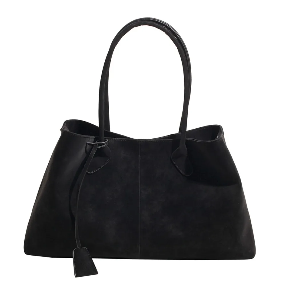 

Casual Versatile Tote Bag Large Capacity Solid Color Shoulder Bag Faux Suede Handbag for Women