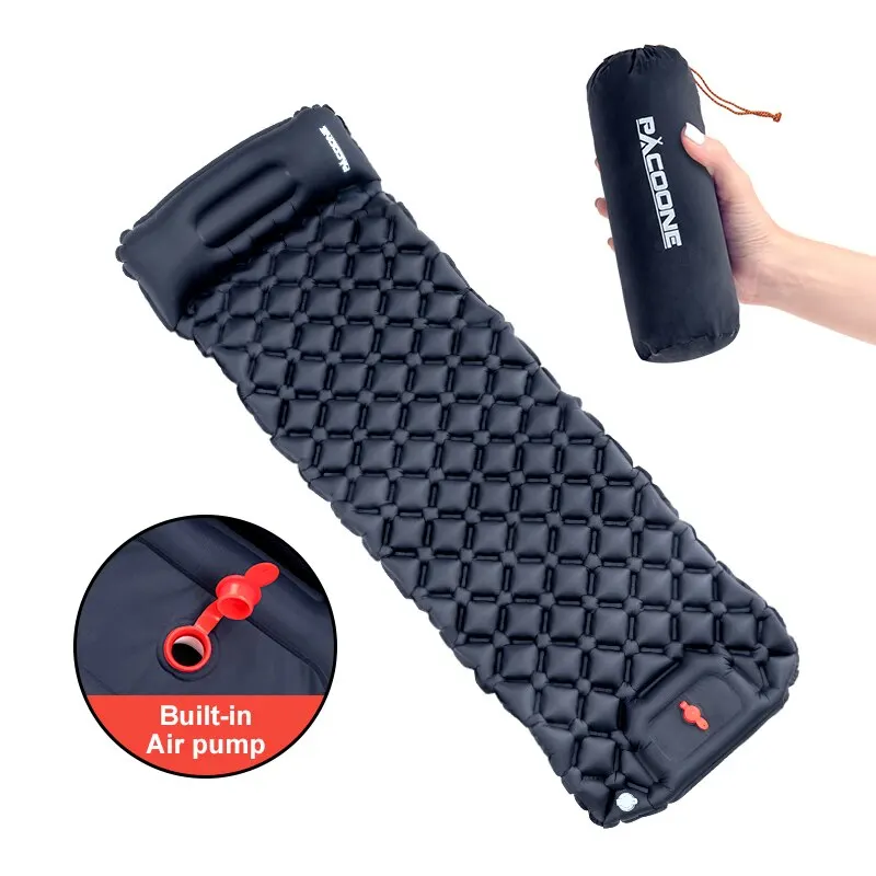 Outdoor Camping Colchão Inflável Almofada De Dormir Com Almofadas Ultraleve Air Mat Construído Em Inflator Bomba Caminhadas