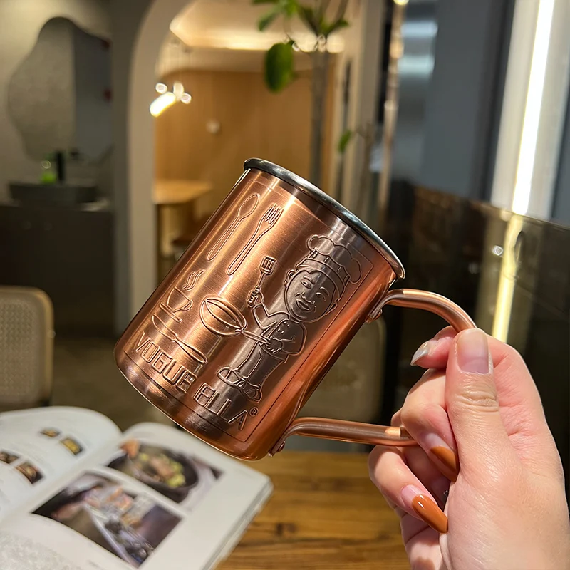 Copper Mug Handcrafted of 100% Pure Thick Copper Shot Glass Copper Interior Vintage Wine Glass Strong Riveted Handle 13 Ounces