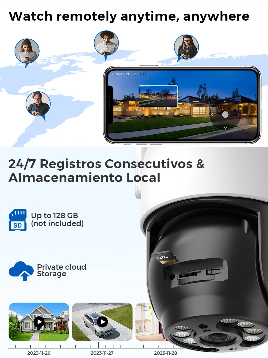 كاميرا iCSee Wifi PTZ خارجية 5K 10MP HD عدسة مزدوجة الأمن IP 4K 8MP AI تتبع ONVIF CCTV كاميرا مراقبة واي فاي