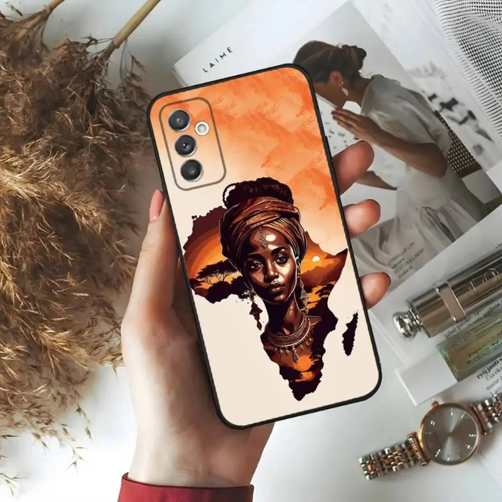 حافظة هاتف Geogra لخريطة أفريقيا لهاتف سامسونج S24,23,22,30,21,10,9,Ultra,Plus,Lite,FE,5G حافظة سوداء ناعمة