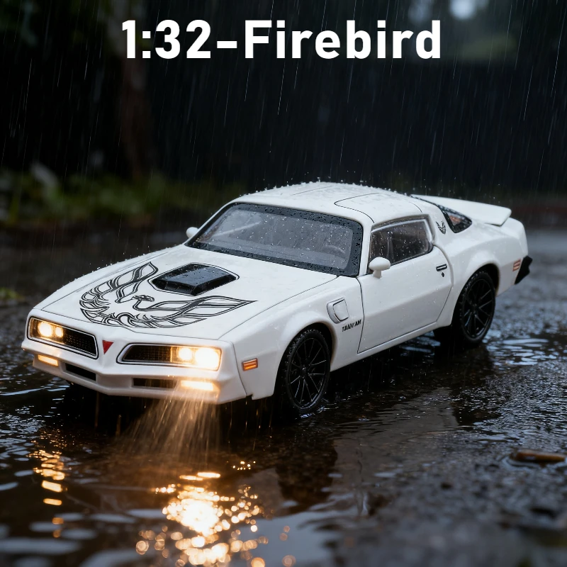 

1:32 классический автомобиль Firebird High, литая под давлением сплава, звуковая и световая модель, детский рождественский подарок, игрушка для мальчиков