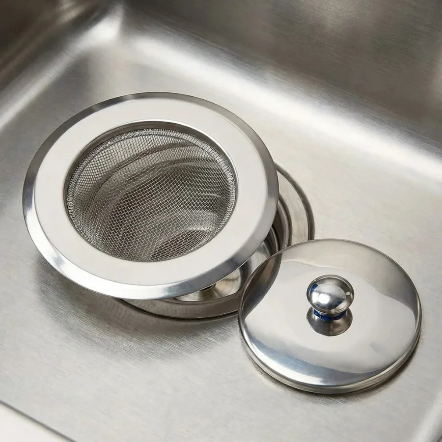 2-Pack Stainless Steel Mesh Sink Strainers, Drain Hole Filters & Hair Traps for Kitchen & Bathroom