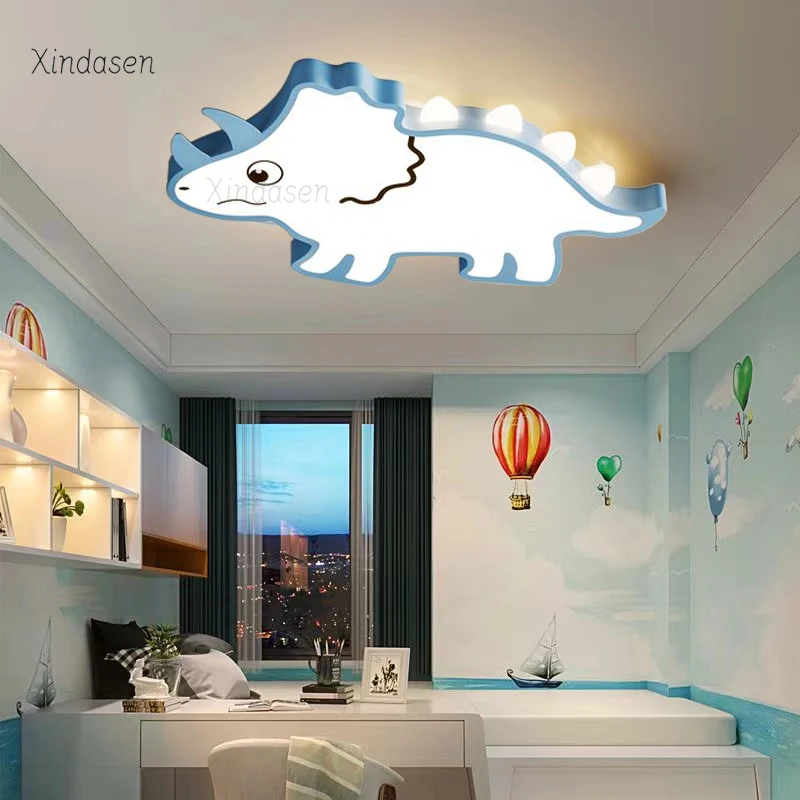 Cartoon Dinosaur Ceiling Light For Boys Room Baby Nursery Decor Blue Cute Animal Ceiling Lamp Children Bedroom Kids Chandelier