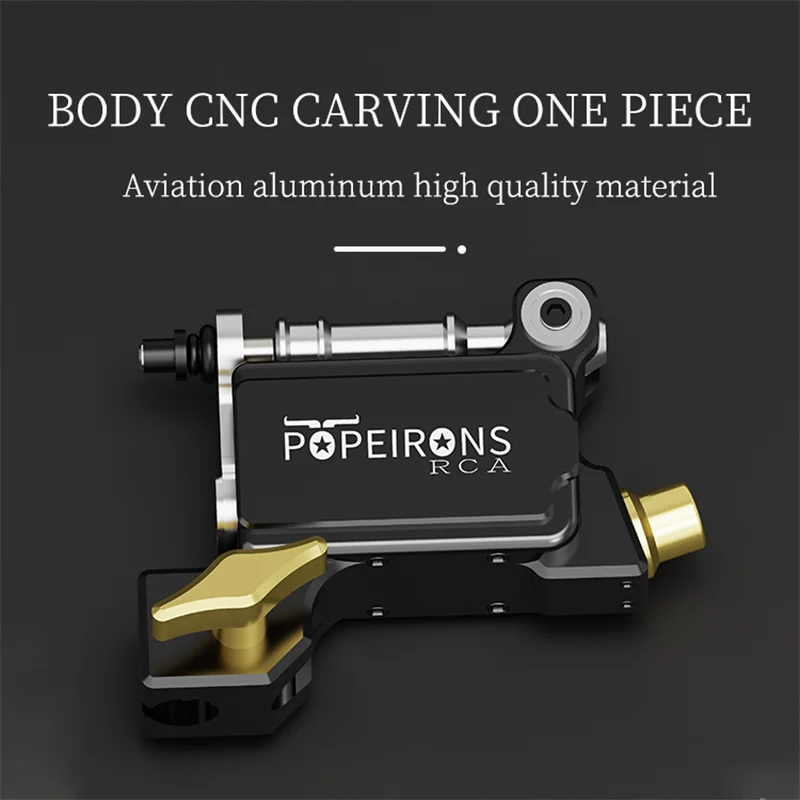 POPEIRONS Rotary Tattoo Machine direct drive tattoo machine Stroke 5.0mm Coreless Powerful Motor Bison tattoo Machine Gun