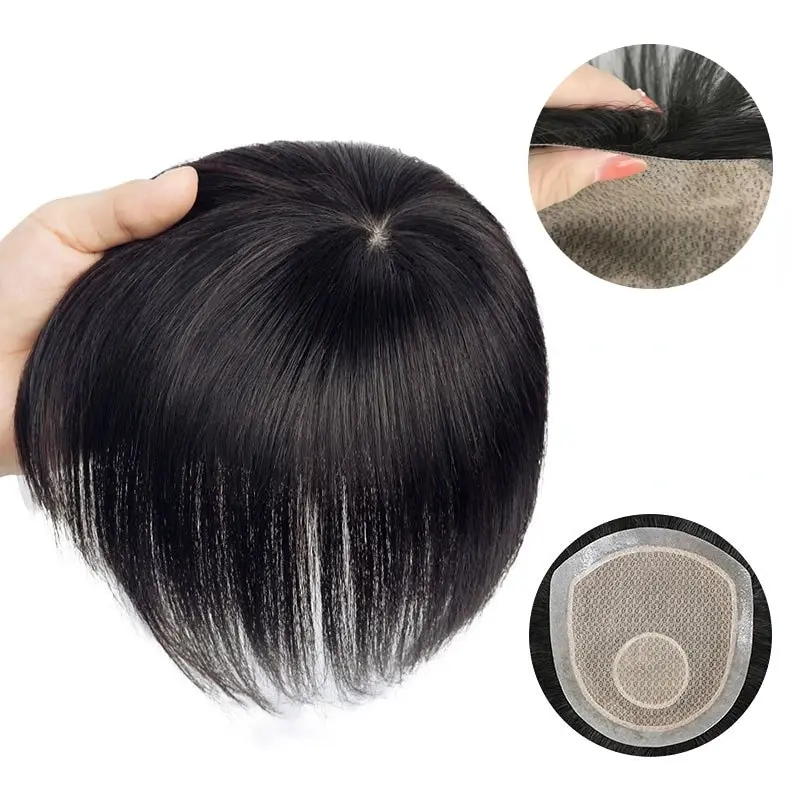 Men Toupee Lace PU Man Human Hair Prosthesis Silk Base PU Man Wig 100% Human Hair Natural Color Human Hairpiece System Units