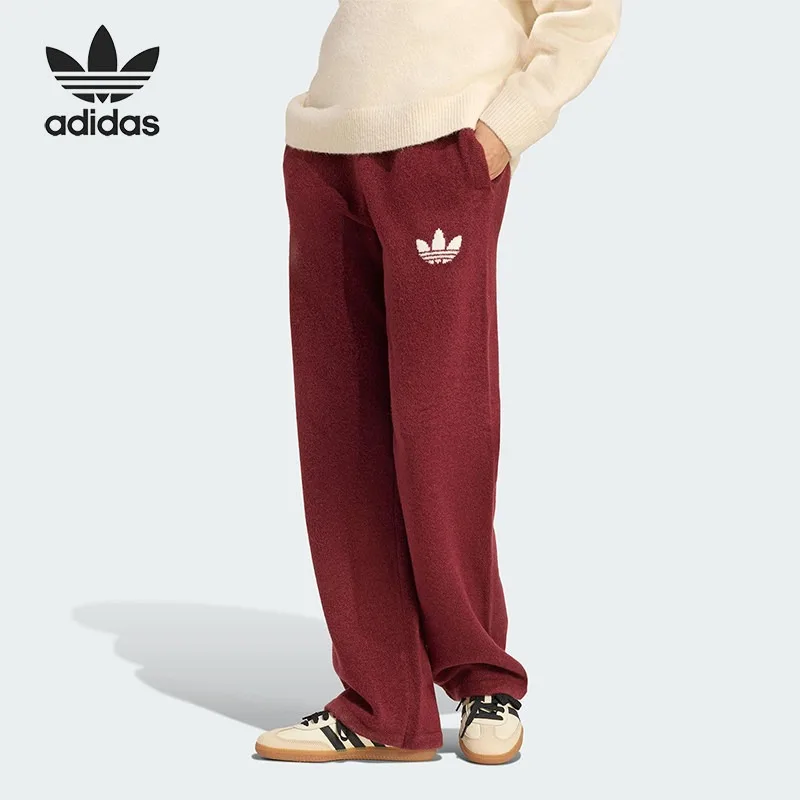 Adidas Clover Women's Casual Sports Knitted Wide Leg Daily Trousers KF2533