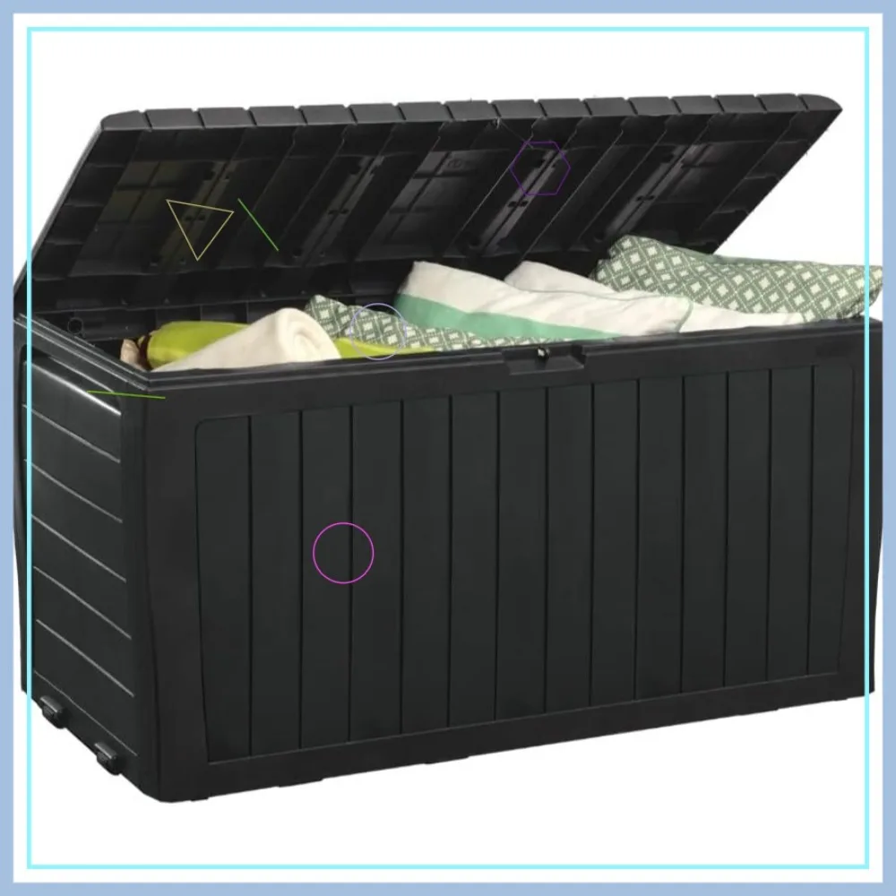 

71-галонный ящик для хранения на открытом воздухе с скамейкой, устойчивый к атмосферным воздействиям ящик для террасы из смолы для мебели для патио и садовых инструментов