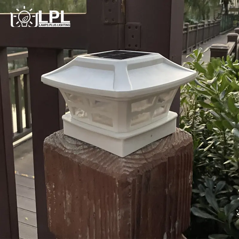 Imagem -01 - Waterproof Solar Powered Outdoor Post Lâmpada Post Luz Led Fence Street Light para Decoração de Jardim Outdoor Solar Light Ip45 waterproof solar powered outdoor post lampada post luz led fence street light para decoracao de jardim outdoor solar light ip45 01