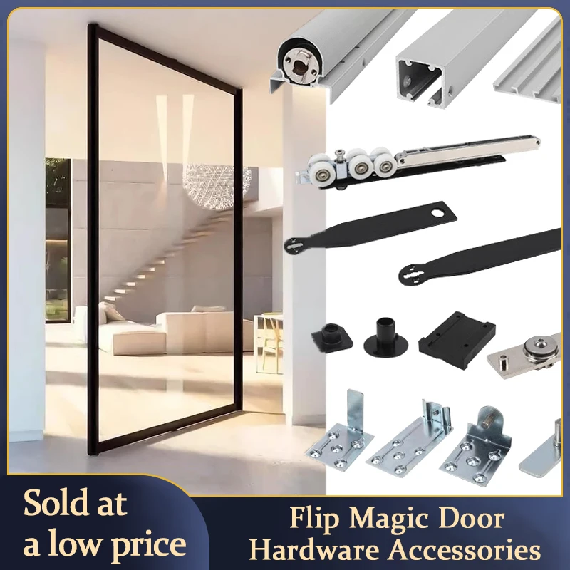 

Free Rotation Folding Magic Door Double-Open Push-Pull Slide Rail Revolving Door Heaven And Earth Shaft Hanging Pulley