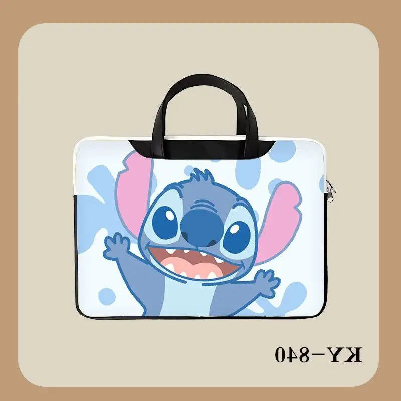 

Disney Anime Stitch Computer Bag Hands Beware of Falling Airbag Luggage Cute Cartoon 13/14/15/16 Inch PU Waterproof Student Gift