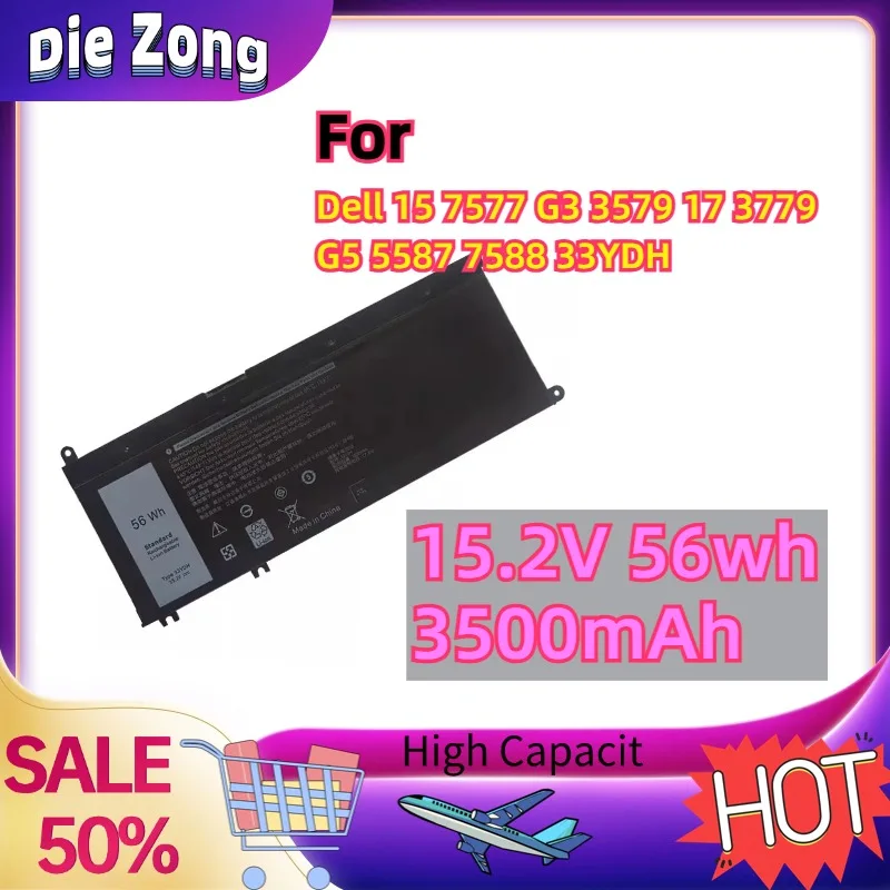 

In Stock For Dell 15 7577 G3 3579 17 3779 G5 5587 7588 33YDH battery 15.2V 56wh 3500mAh Suitable