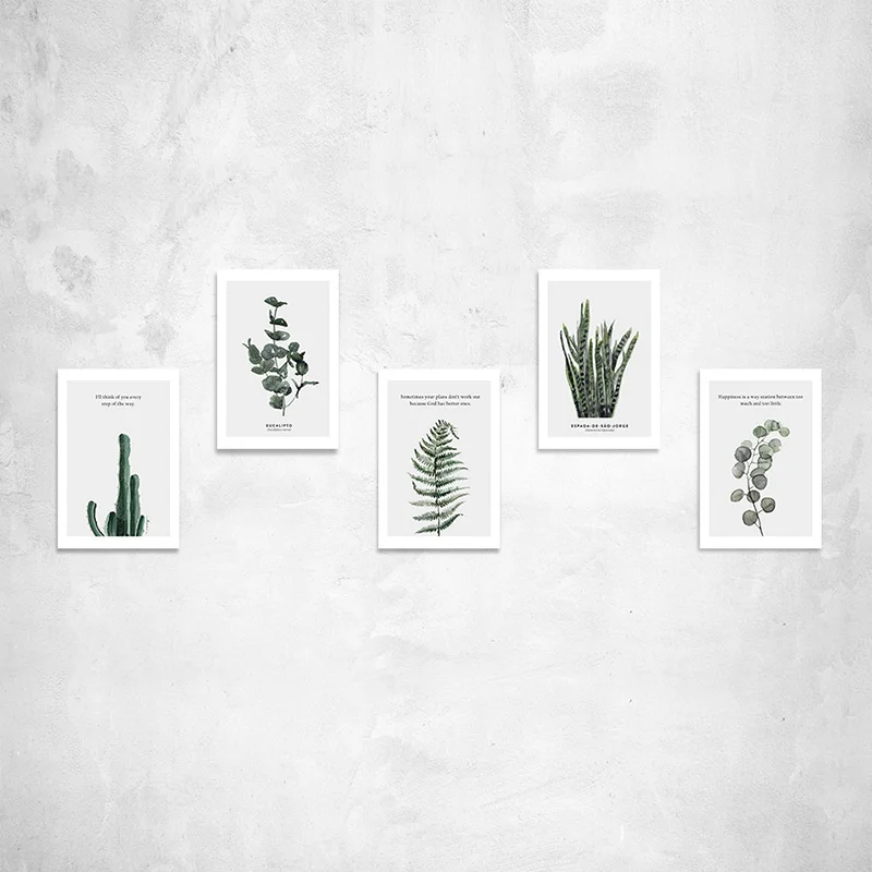 Nordic Ins Green Plants Decorative Card Minimalism Magazine Product Photo Props Background Home Decor Aesthetic Card 5 Sheets