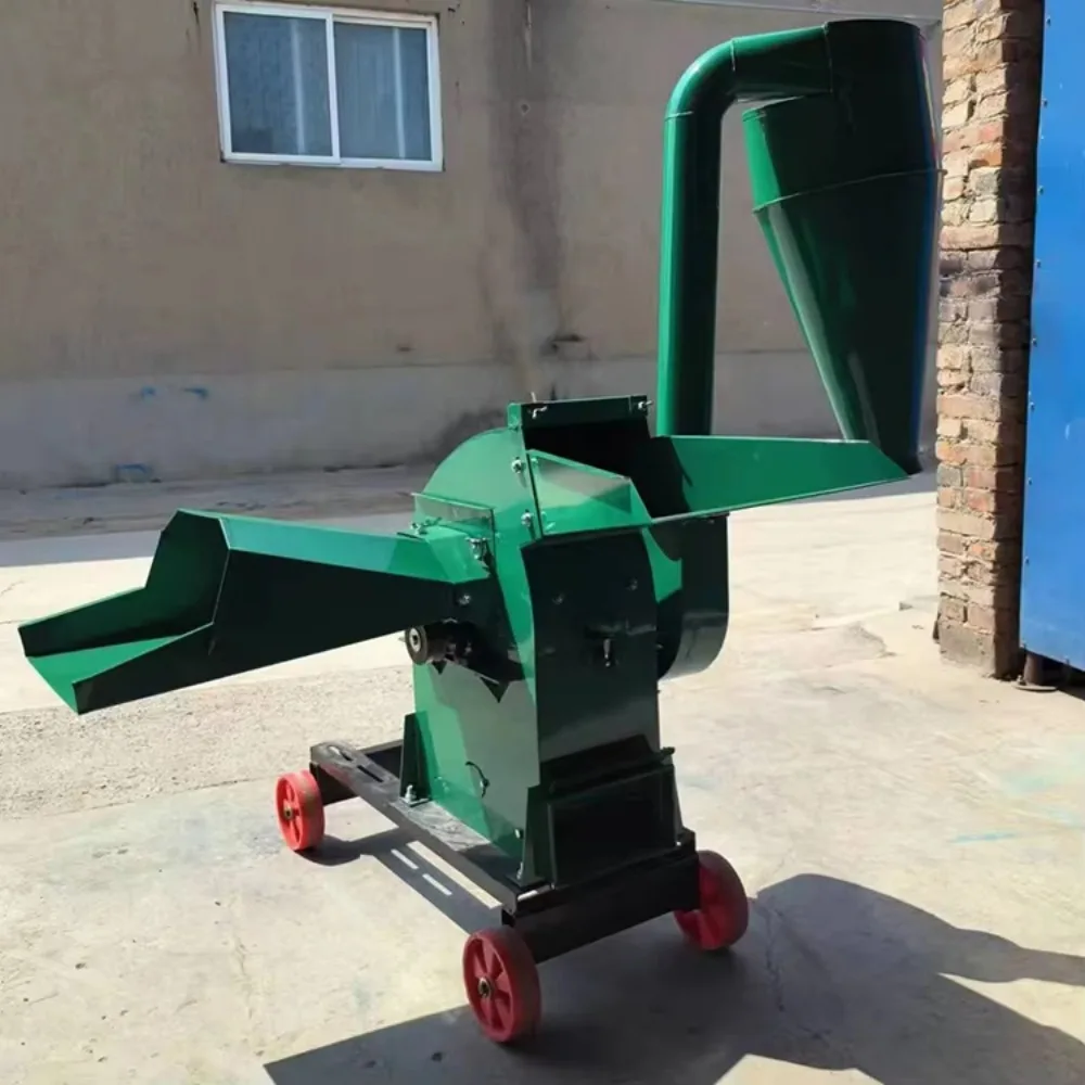 New Animal Feed Hammer Mill Grinder Wet Grass Dry Hay Straw Chaff Cutter 250kg/h Electric Capacity Machine