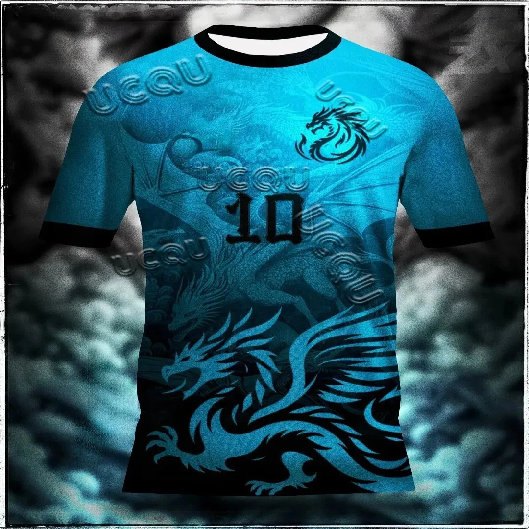 2025 جديد الربيع والصيف قمصان كرة القدم Crewneck الرجال الفانيلة النمر الأسد التنين كول مطبوعة قصيرة الأكمام تي شيرت