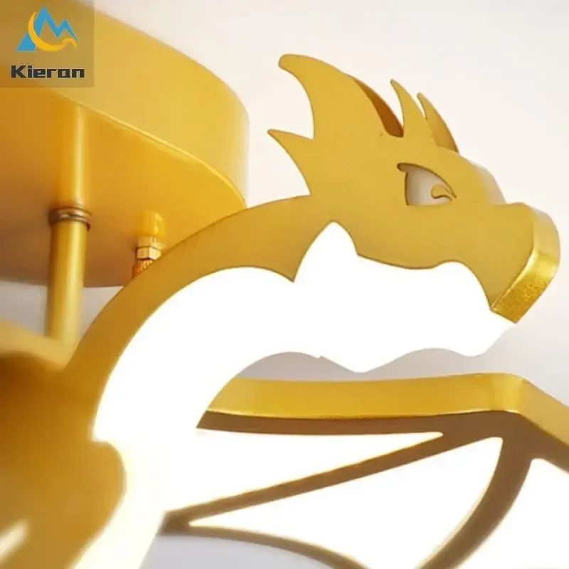 Modern Golden Dragon LED Ceiling Lamp Bedroom Study Restaurant Bedside Ceiling Light Living Room Decoration Dragon Ceiling Lamps