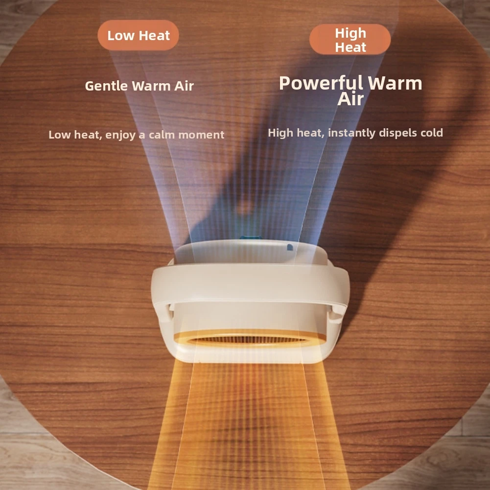 1 Piece Portable Desktop Fan Heater Quick Heating Low Noise Saving For Dorm Room Clothes Drying Space Warmer Gray