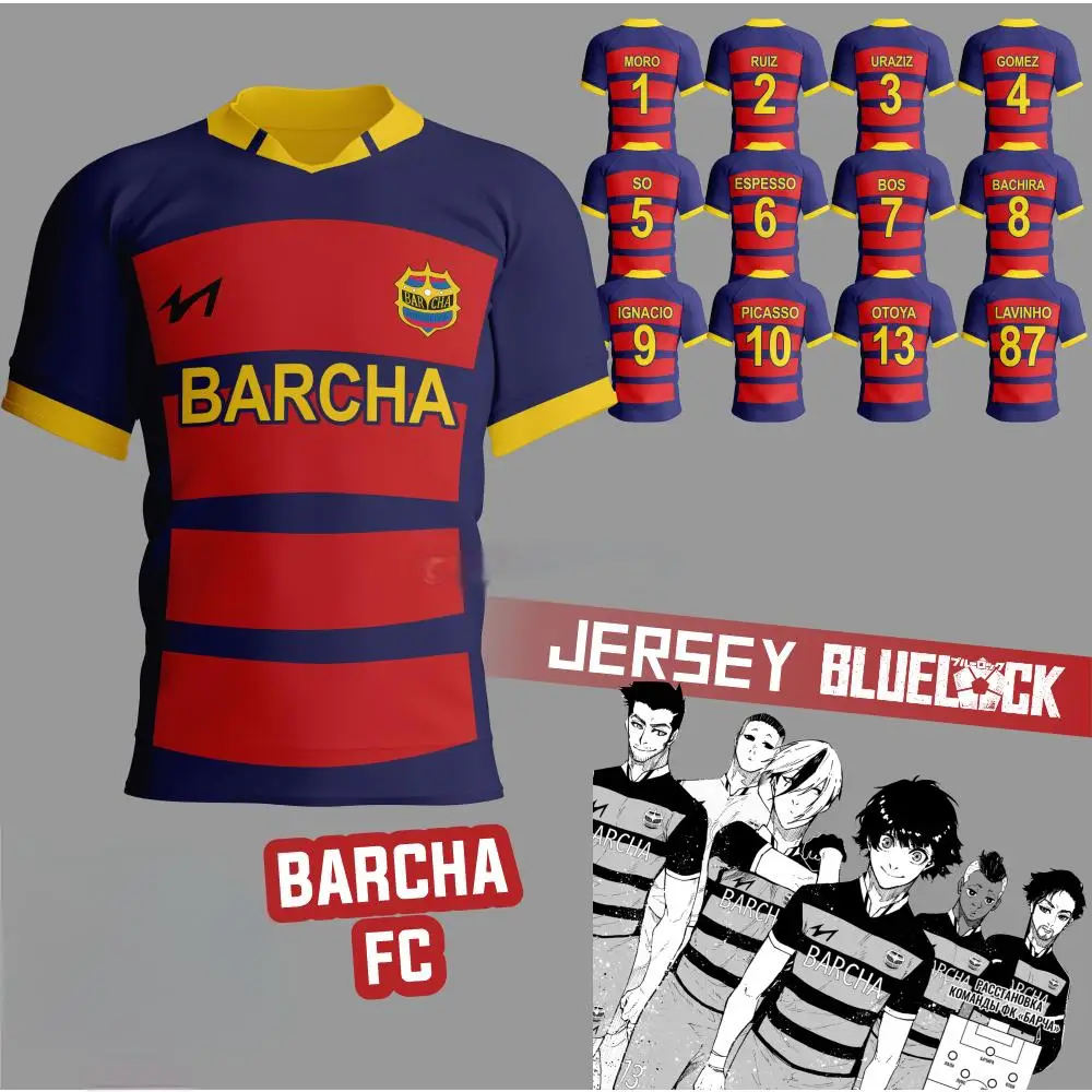 الأزرق قفل FC Barcha الأرنب Iglesias 19 Lavinho 87 أنيمي تأثيري الرجال الخامس الرقبة جيرسي قصيرة الأكمام المحملة القمم موضة تي شيرت مخصص #1