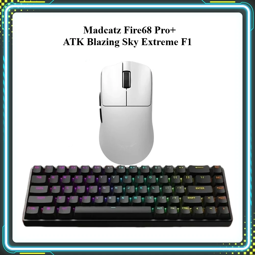 

Promotional Products Madcatz Fire68 Pro Black Magnetic Switch Keyboards and ATK Blazing Sky Extreme F1 White Gaming Mouse Set