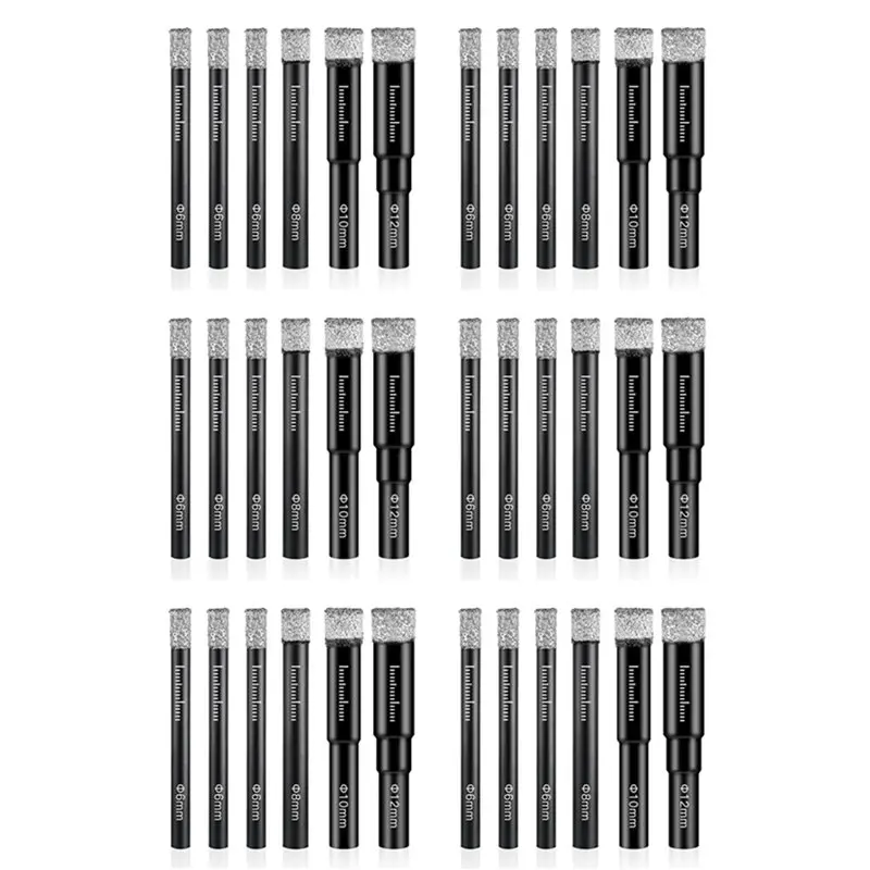 

ALIM-36 Pcs Diamond Drill Bit Porcelain Tile Drill Bit 6Mm 8Mm 10Mm 12Mm Tile Drill Bits Sets Round Shank Dry Drill Bits