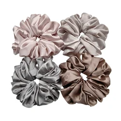 17Colors Big Size Crepe Satin Scrunchies Muslim Women Custom Elastic Volumizing Oversized Neat stitching Bunch Hair Tie