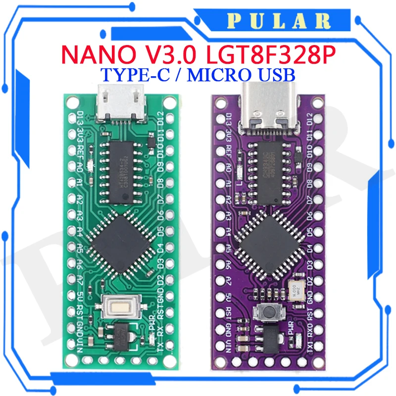 LGT8F328P-LQFP32 MiniEVB TYPE-C MICRO USB, Compatible con ATMEGA328 Nano V3.0 LGT8F328P CH9340C / HT42B534-1 SOP16 para Arduino