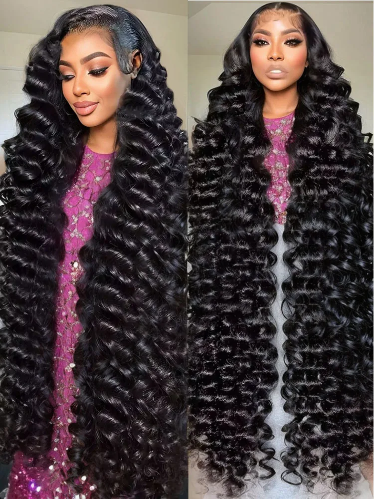

Linktowig HD 40 Inch Loose Wave 13x6 Lace Frontal Wigs Human Hair Curly Lace Front Wig Preplucked Nature Water Wave For Woman