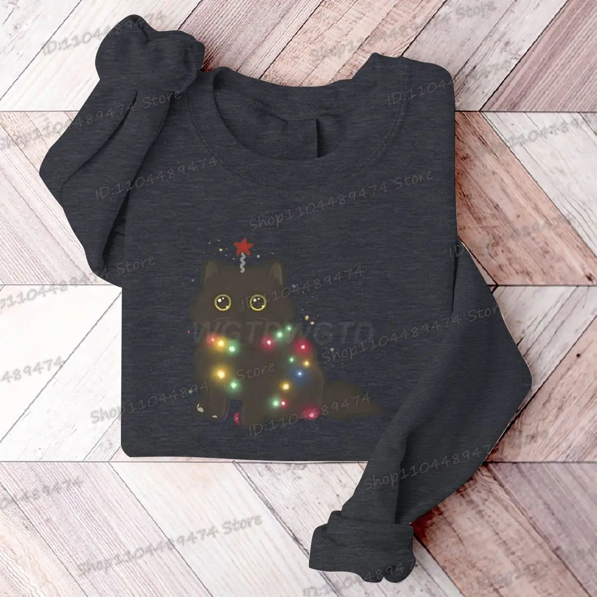 Cartoon Christmas Cat Sweatshirts Animal Lover Men Women Y2K Sudaderas Autumn Winter Aesthetic Merry Christmas Pullover Tops