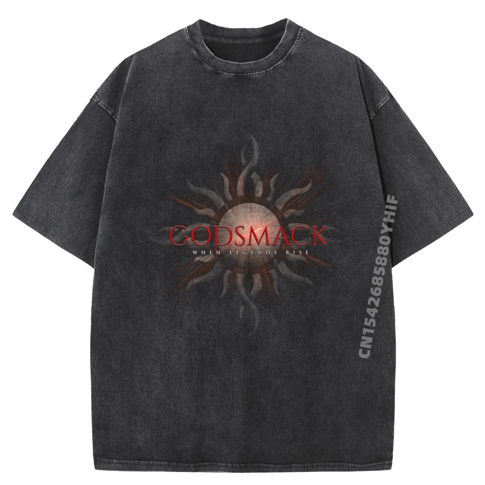 

Mens Printed Godsmack When Legends Rise Green And White Graphic T Shirt Unisex Washed Tops Funny Gifts Easter Day