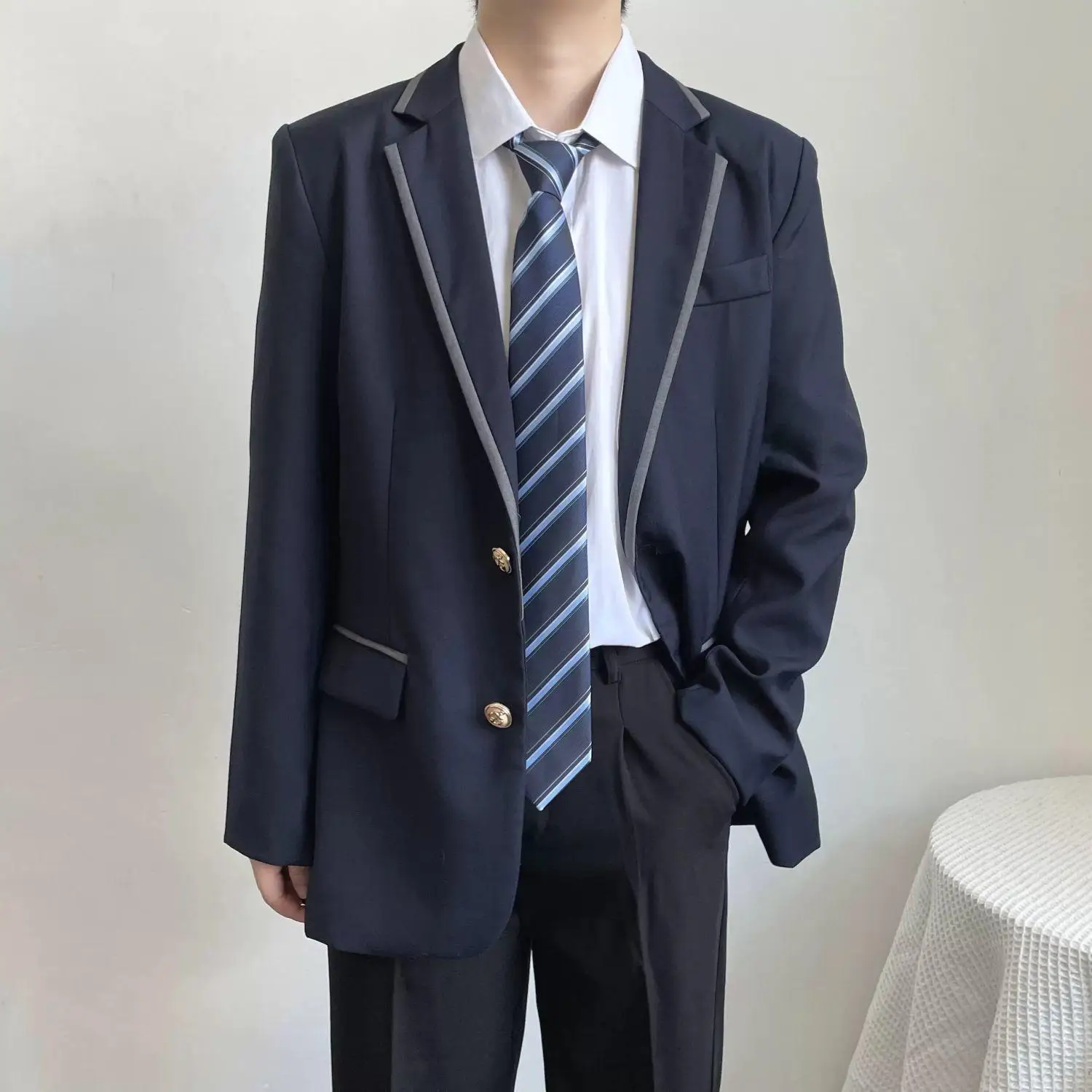 

Японский Sle DK20 orm Suit Мужской oulder Pad West Suit Верхняя одежда Весна Осень JK Студенческий класс orm Set Cool Haome