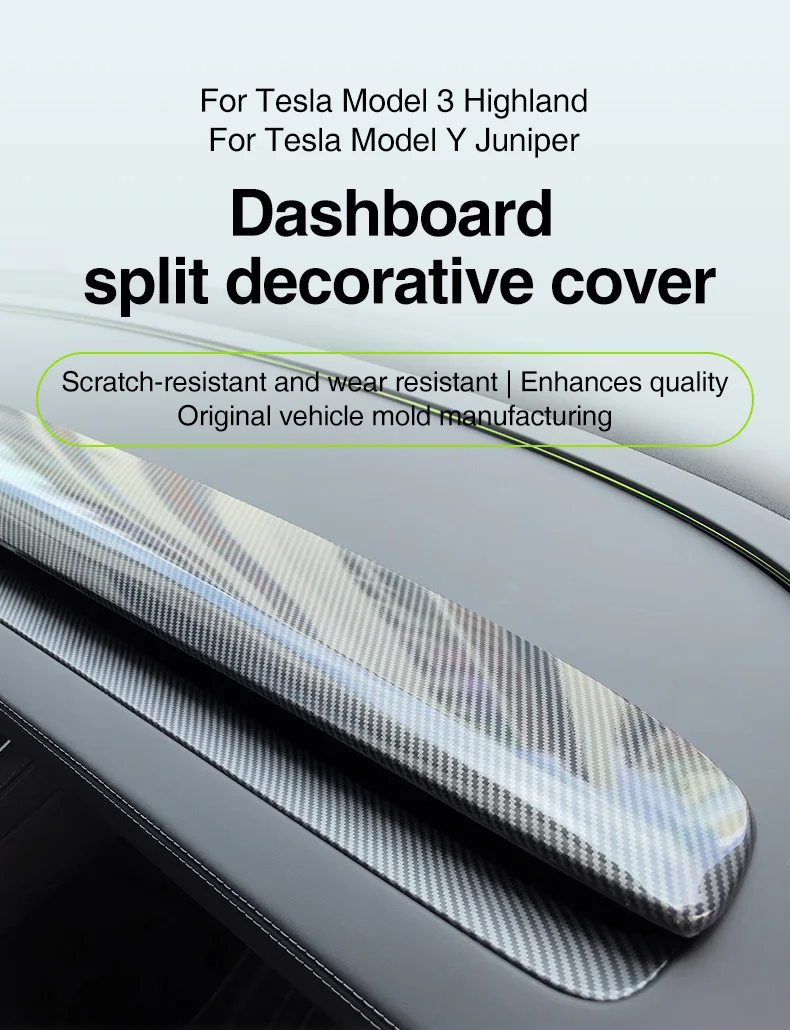 Für Tesla Model 3 Highland Armaturenbrett-Abdeckung Model Y Juniper Model Y L 2025 ABS-Verkleidungsleiste Split-Streifen-Abdeckung Innenraum-Zubehör – Detail 1