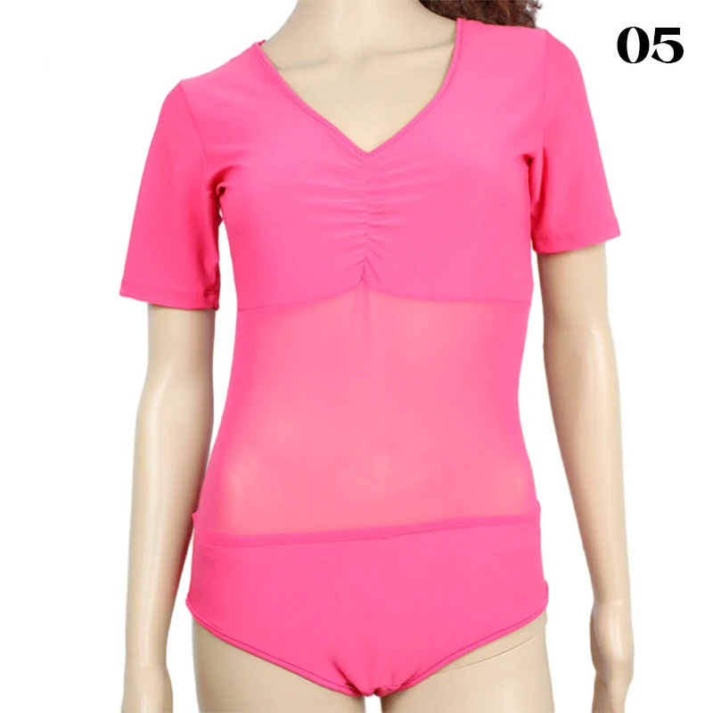 Women Belly Dance Tops Semi-transparent Coat Jumpsuit Short Sleeve Bottoming Shirts Oriental Dance Indian Dance Practice Costume
