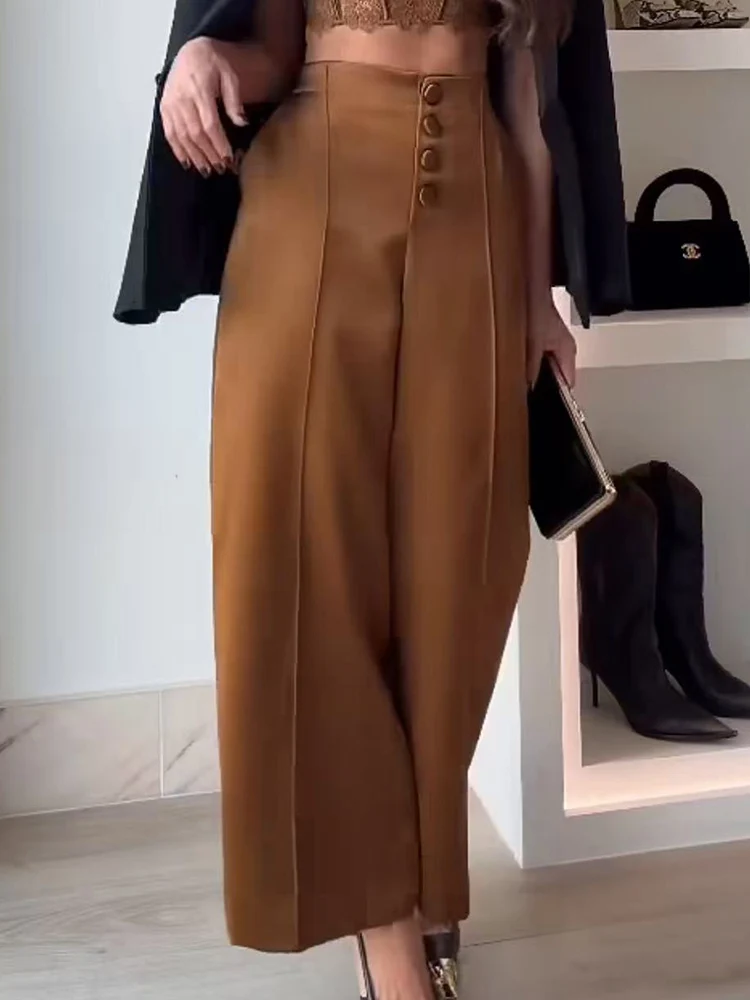 Luźne spodnie z szerokimi nogawkami dla kobiet, do biura, z kieszeniami, proste, długie spodnie, modne, wiosenne, nowe, streetwearowe, damskie spodnie do pracy.