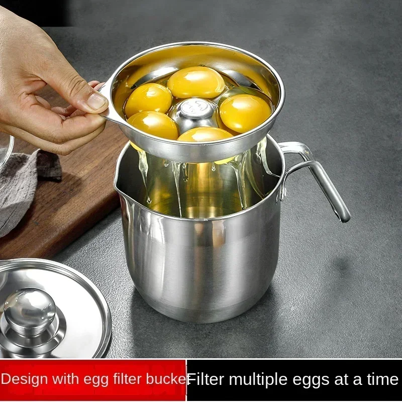 

Household Egg Separator SL1C2H8 304 Stainless Steel Egg Separator Baby Food Supplement Egg Yolk Protein Fantastic Filtering Tool