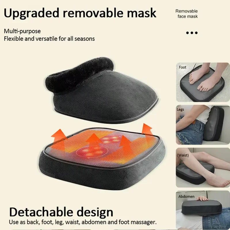Jinkairui Electric Foot Massager with Heat Kneading 3 Level of Intensity Relaxation Feet Warmer Massage Machine Removable Design