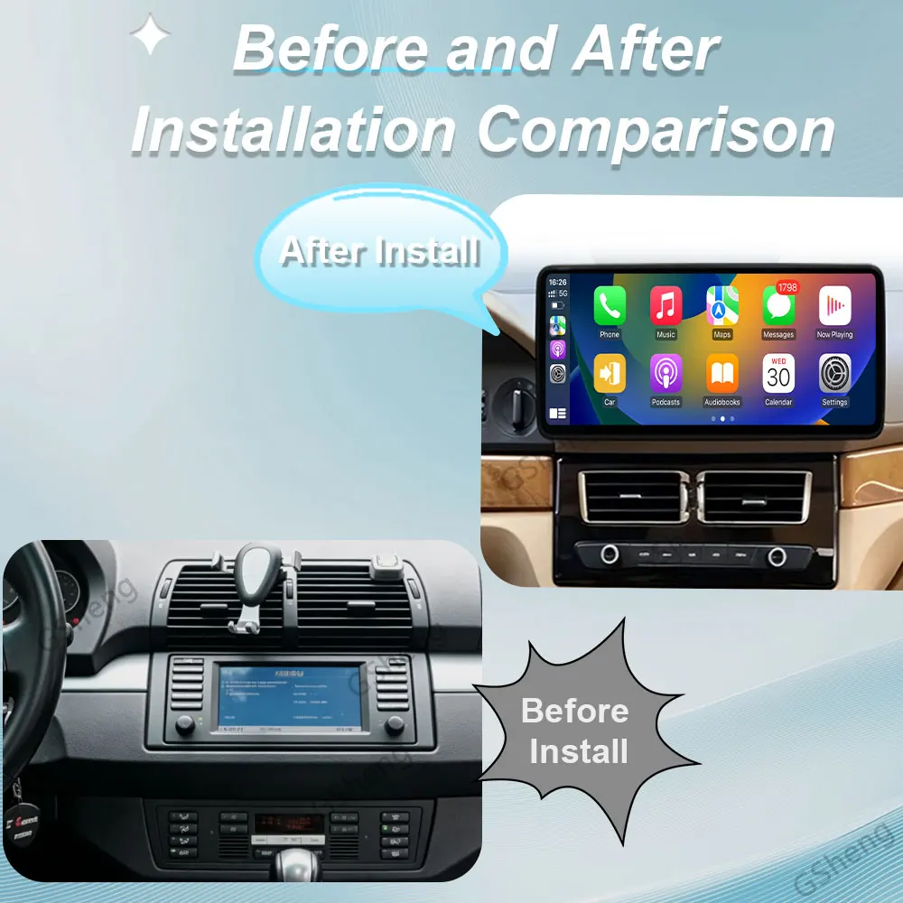 For BMW 3 Series E53 E39 1995‑2004 Car Radio Multimedia Player 12.3 inch QLED IPS Touch Screen GPS Navi Wireless CarPlay Android
