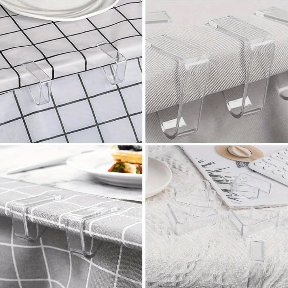 24Pcs Transparent Tablecloth Clips Anti-Slip Table Cover Clamps Plastic Table Cloth Clips Windproof Table Cover Holder Clamps