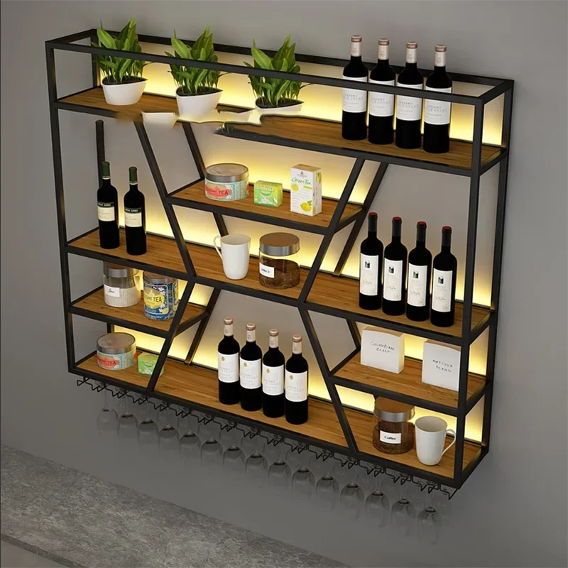 Commercial Cellar Wine Cabinets Modern Unique Wall Mounted Metal Bar Cabinet Retail Display Armario Para Vinos Home Furniture