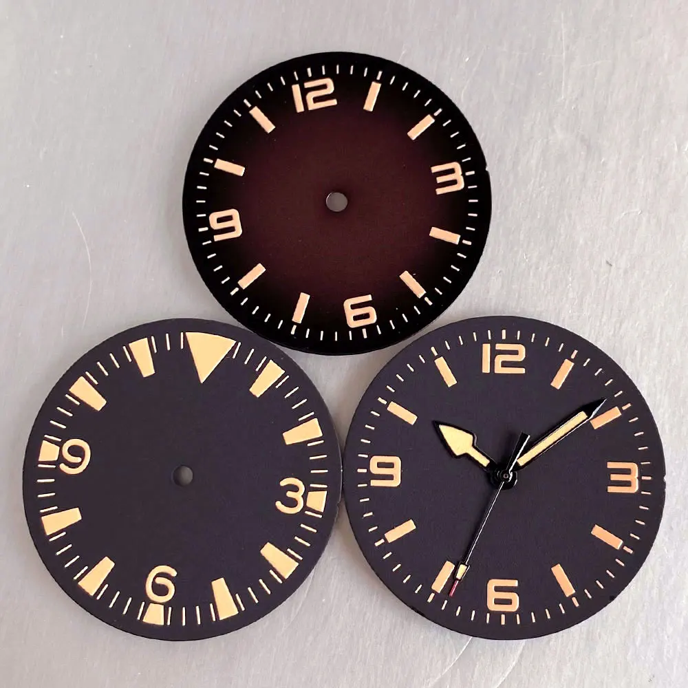 31mm Classic Coffee/Black Watch Dial Face + Hands Suit Arabic Numerals for NH35 NH36 ETA 2824 PT5000 Miyota 8215 Watch Parts