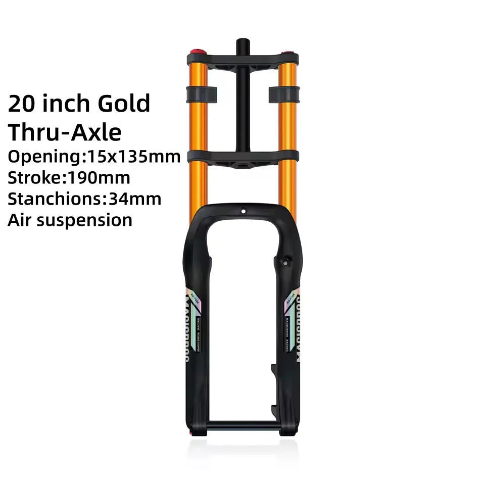 MAGICBROS 20"/26" *4.0 Dual Schouder Luchtvork voor Strand Sneeuwfiets Elektrische fietsen Dubbele Kroon Vork QR/Thru-As Reizen 190MM