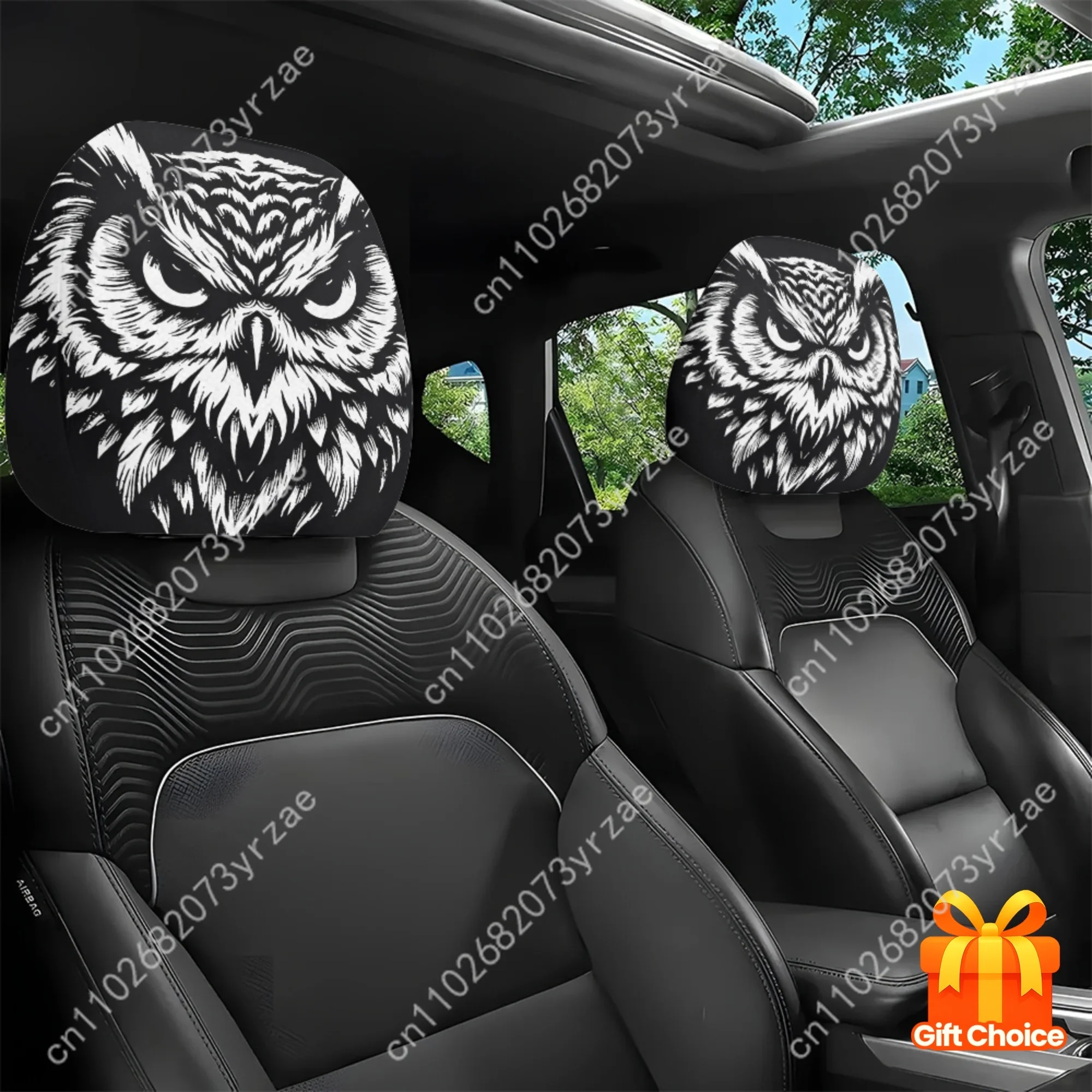 

Owl Car Seat Headrest Cover (2pcs) Environmentally Friendly Headrest Protector Breathable Comfortable Vehicle Decor