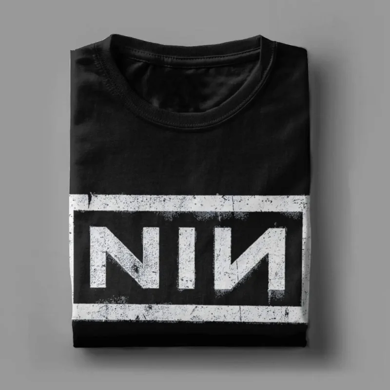 NIN Retro Logo Nine Inch Nails T-Shirt Men Fashion Cotton Tee Shirt Round Neck Short Sleeve T Shirts Gift Idea Clothes